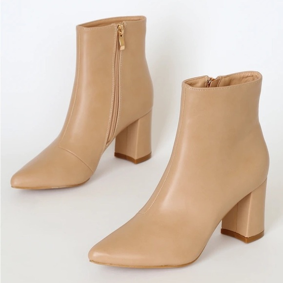 Sarai Light Nude Pointed-Toe Ankle Booties - Picture 1 of 5